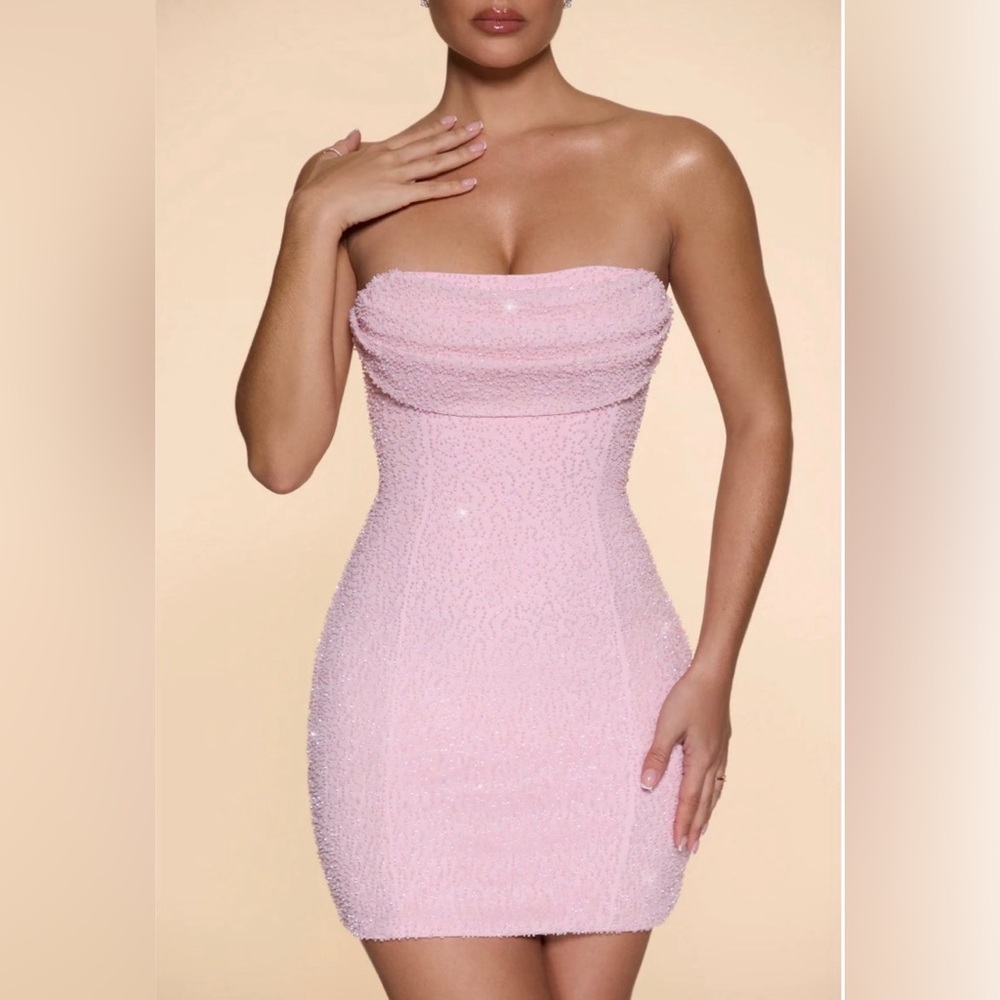 Oh Polly Blush Strapless Mini Dress - Picture 2 of 7